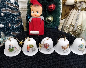 アンティーク オーナメント人形 Lot of 6 Antique Porcelain Figural Miniature BELL CHRISTMAS