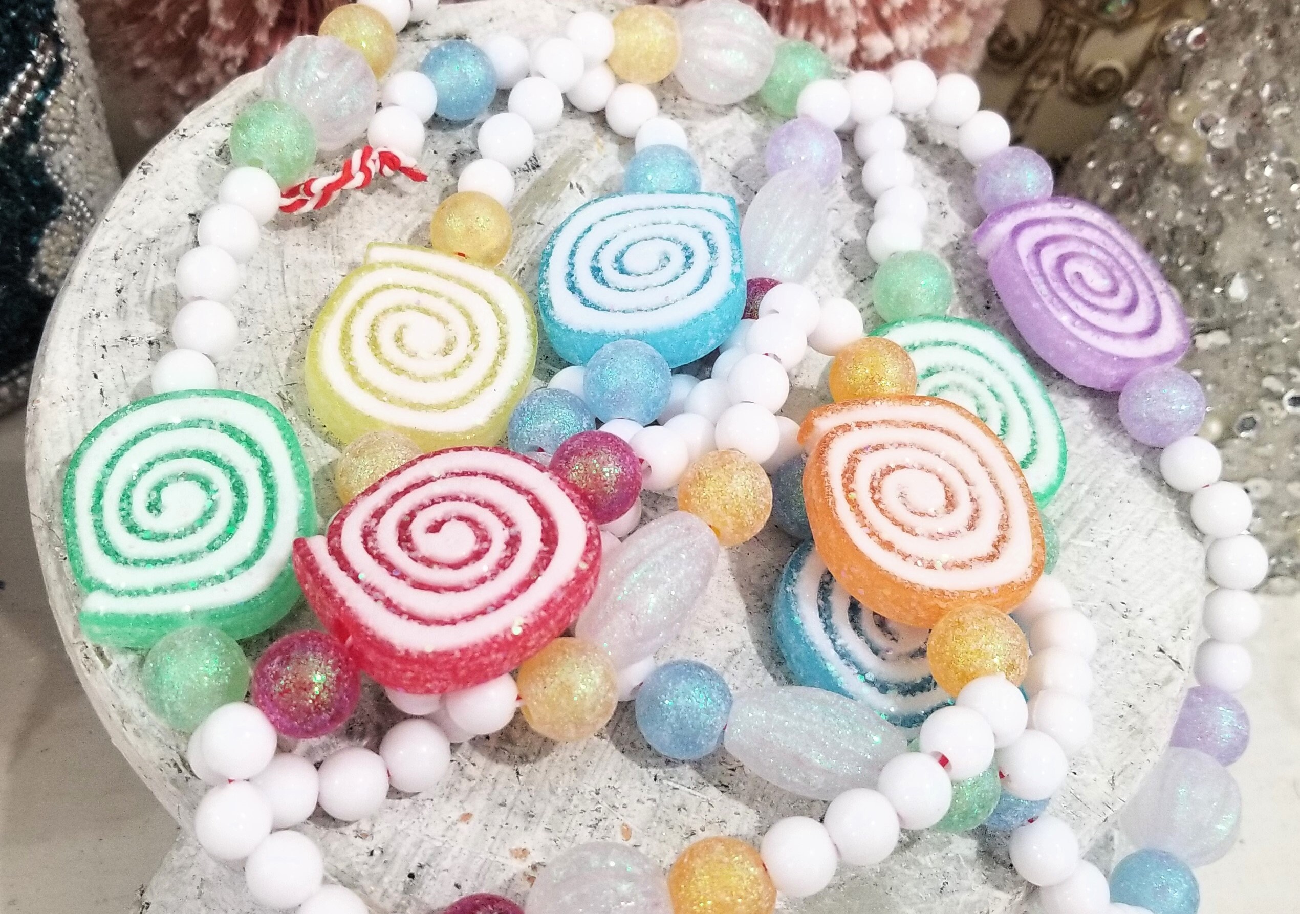 Sugarcoat Beaded Candy Christmas Garland 6 Ft