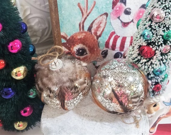 Decorative Mini Feather Tree Ornament Pheasant With Guinea