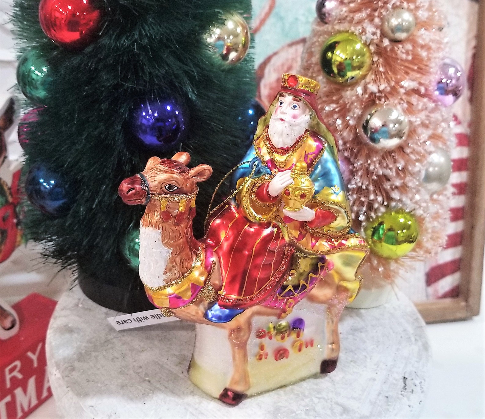 Glass Wiseman on Camel MELCHIOR Christmas Ornament 6 Etsy
