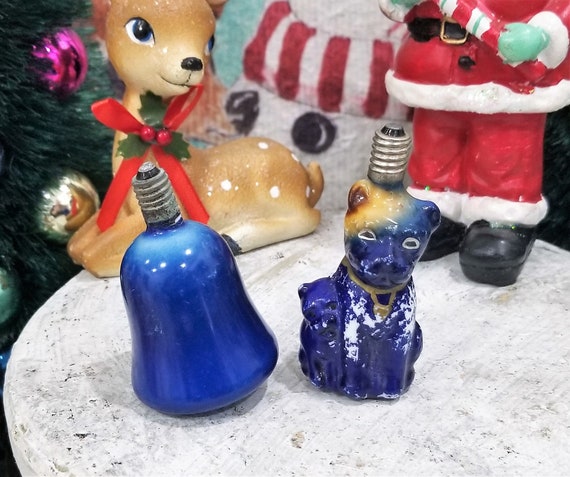 Antique Figural Dog With Baby Bell Christmas Light Bulbs Milk Glass Etsy
