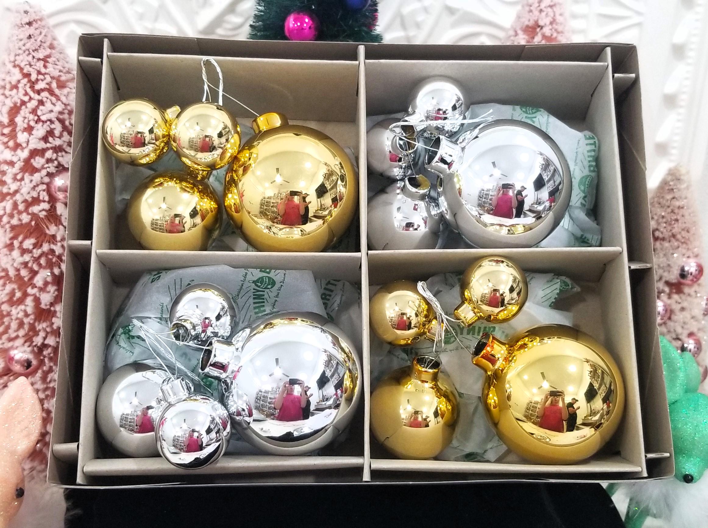Shiny Brite Cluster Ornament Ball Picks Silver and Gold Large