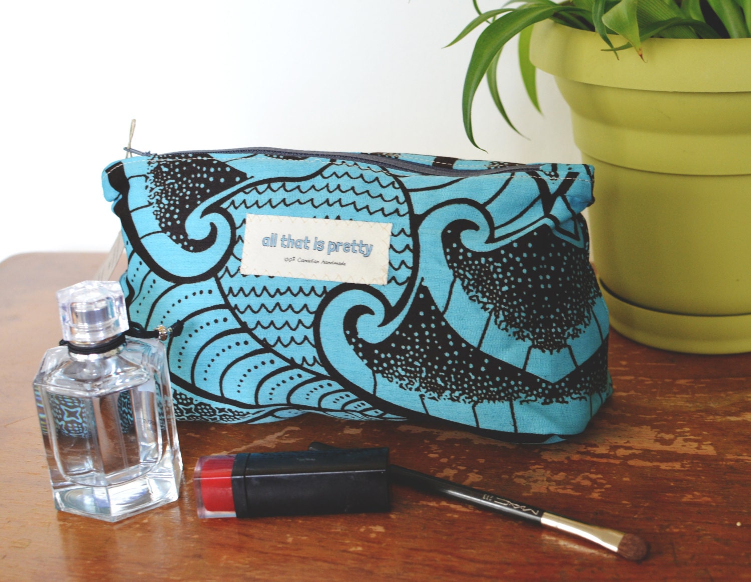 Medium sized Makeup or Cosmetic Bag in African Printed Cotton Etsy