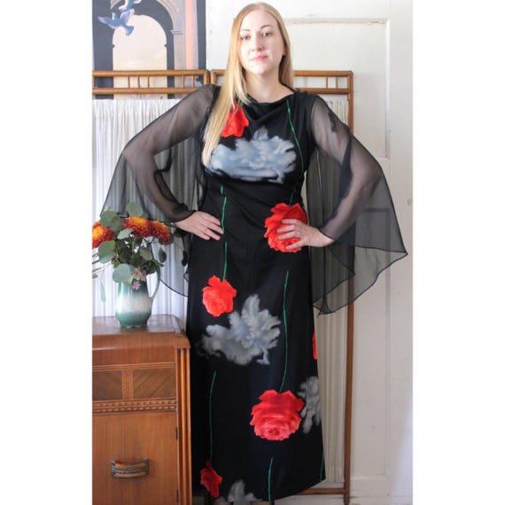 black maxi dress with roses Claudia Rose Lace Maxi Dress