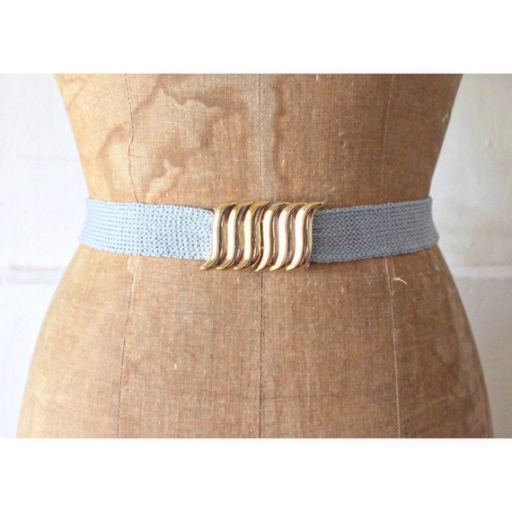 Vintage St. John Belt St. John Collection Vintage Purple Suede & Gold Wide Band  main image 4