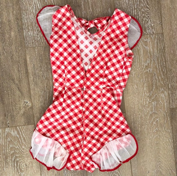 Vintage 1930s Red & White Gingham Playsuit / 30s … - image 9