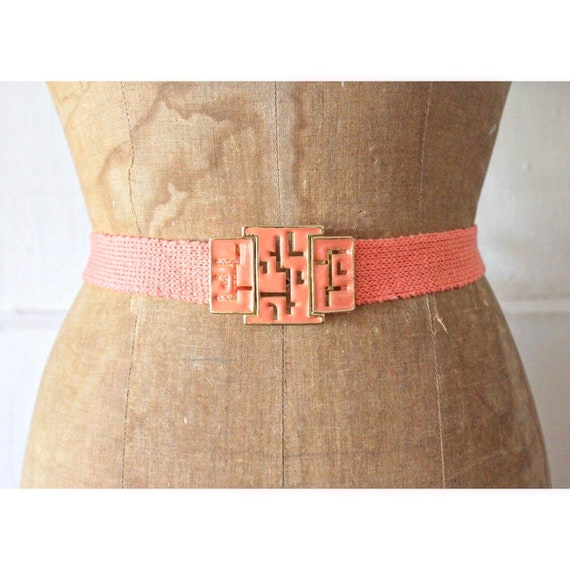 Vintage 1980s St. John Knit Belt / 80s Coral Knit Belt With  display picture 1