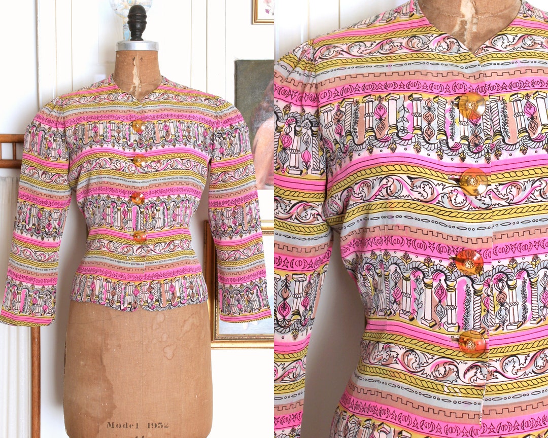 Vintage Paper Thin 100% Silk Neon Floral Long Sleeve Blouse main image 0