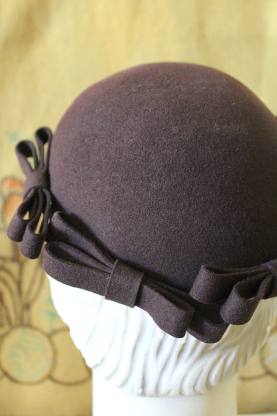 Vintage 1930s Brown Felt Juliet Cap / 30s Cloche … - image 5