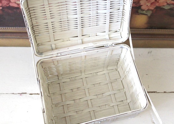 Vintage 1950s Ivory Basket Purse / 50s Wicker Bas… - image 7