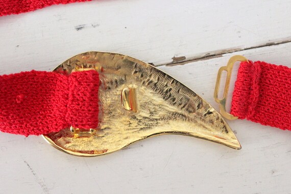 Vintage St. John Gold Enamel Buckle Santana Knit Stretch Waist Belt, Size 8 St john knit belt - Gem main image 4