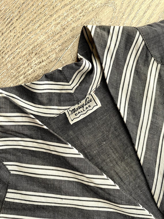 Vintage 1950s Grey & White Chevron Striped Dress … - image 8