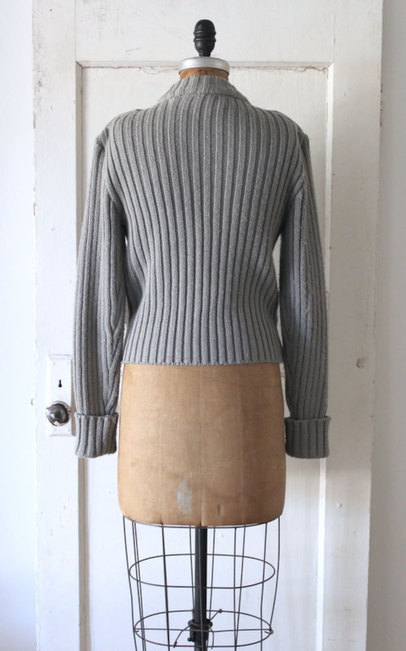 Vintage 1970s Grey Suede and Knit Sweater Jacket 1940s Style Sportswear Jacket Allison Jacket