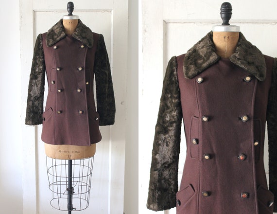 Vintage 1960s Brown Teddy Bear Coat / 60s Wool Pea