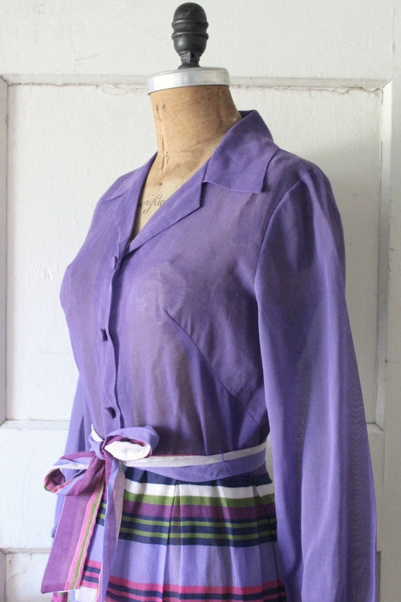 Vintage 1970s Purple Candy Striped Dress / 70s Co… - image 6