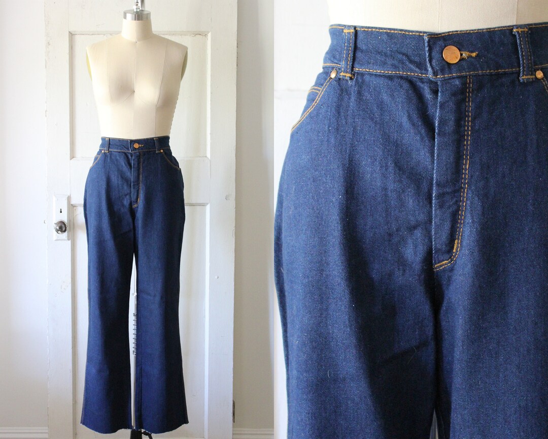Vintage 1970s Dark Wash Denim Jeans / 70s Deadstock Sears Denim Pants ...