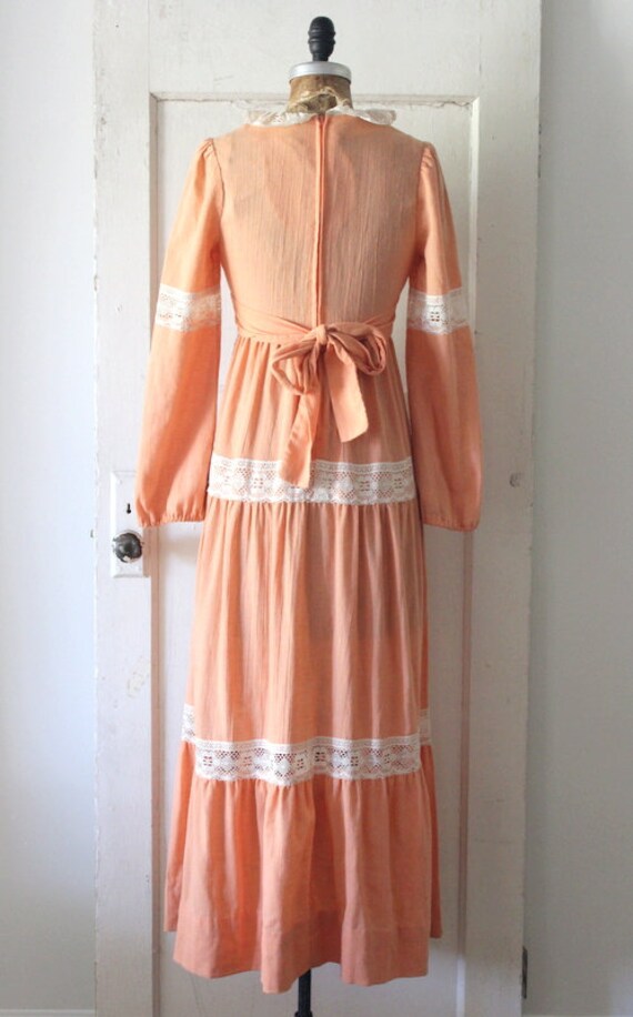 Vintage 1970s Gunne Sax Style Dress / 70s Peach C… - image 7