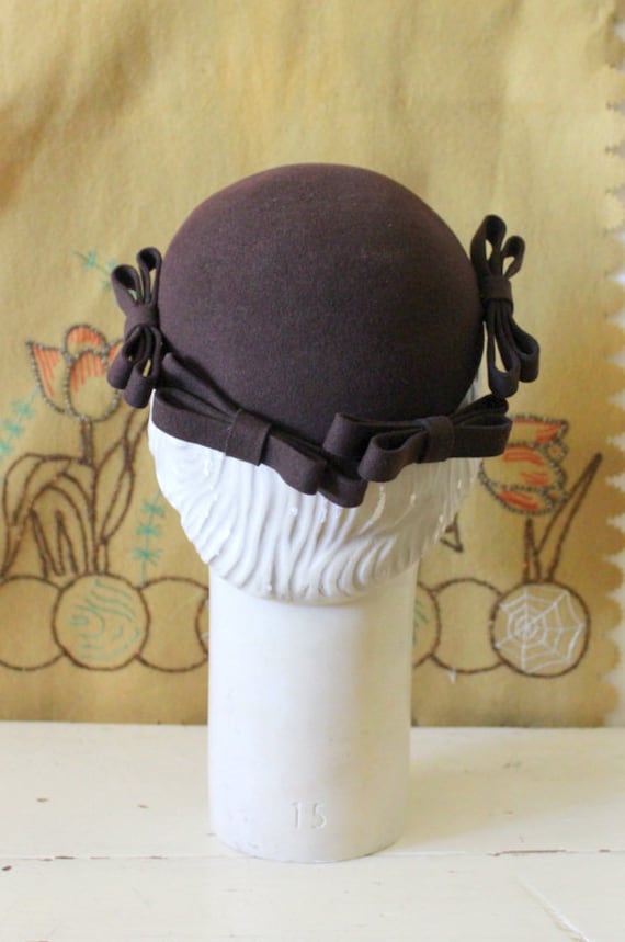 Vintage 1930s Brown Felt Juliet Cap / 30s Cloche … - image 4