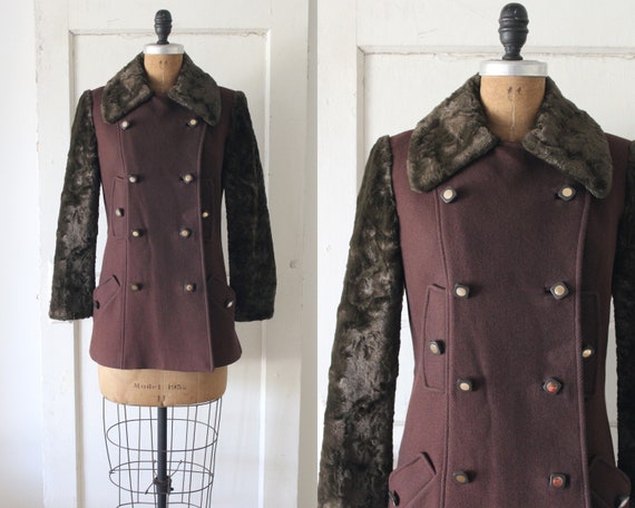 Vintage 1960s Brown Teddy Bear Coat / 60s Wool Pea