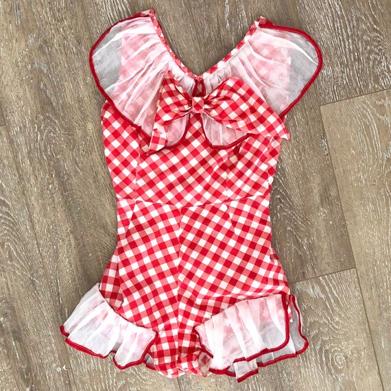 Vintage 1930s Red & White Gingham Playsuit / 30s … - image 8