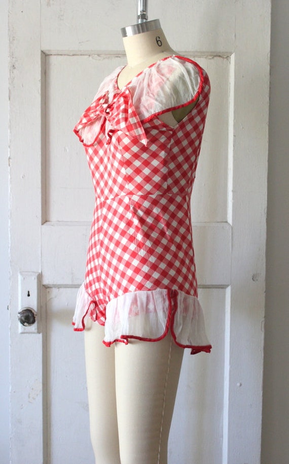 Vintage 1930s Red & White Gingham Playsuit / 30s … - image 4