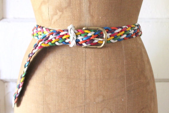 Vintage 1980s Rainbow Leather Belt / 80s Capezio B