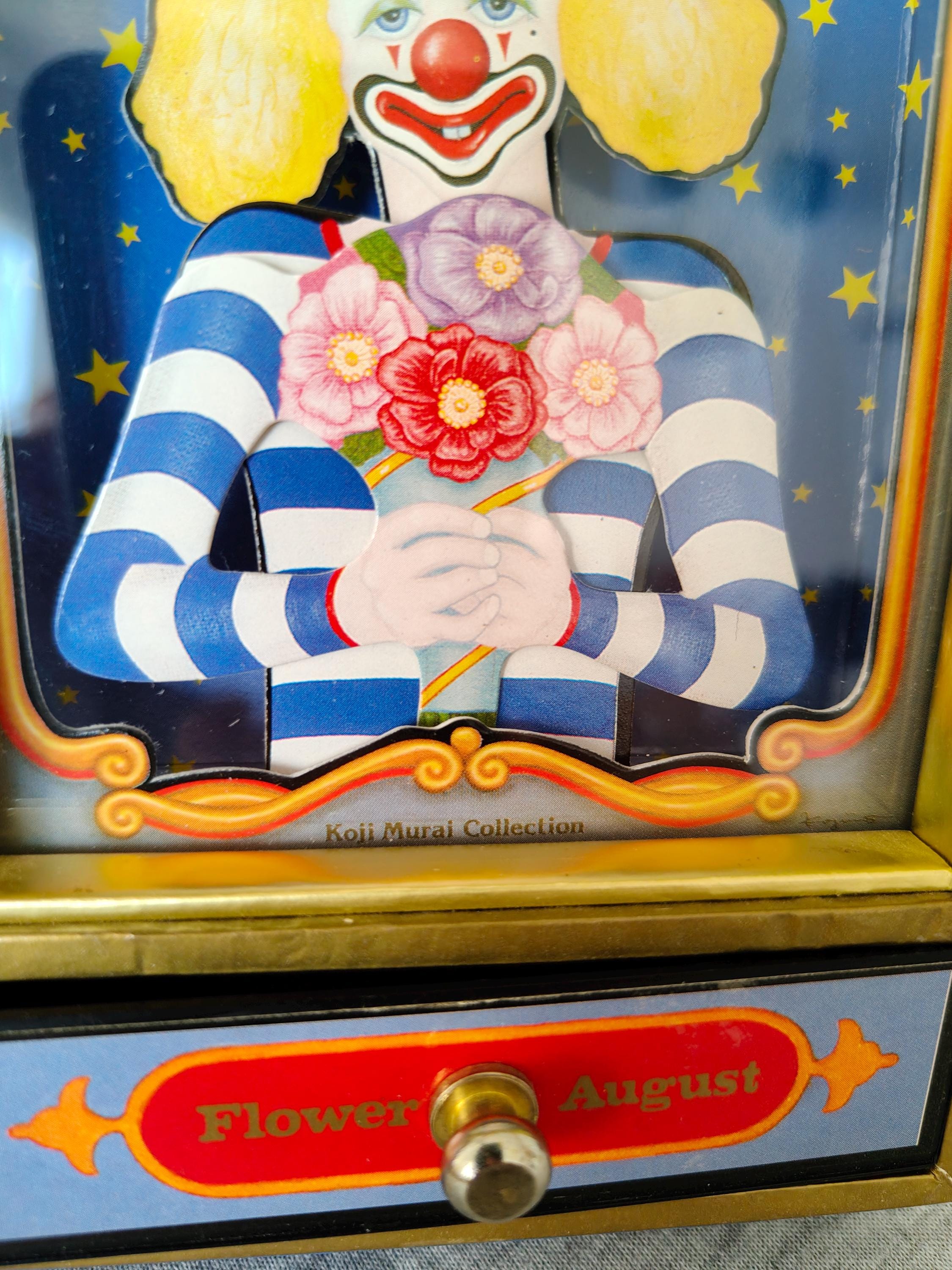 Vintage Koji Murai Clown Music Box: Flower August, 1980s Shadow