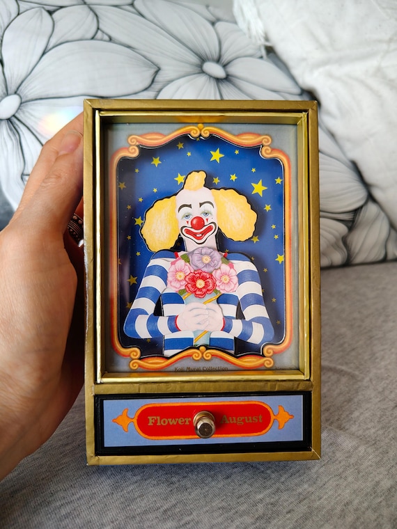 Vintage Koji Murai Clown Music Box: Flower August, 1980s Shadow