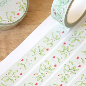 Washi Tape - Mistletoe Christmas Winter themed - 15 mm perfect for planners bullet journals scrapbook stationary decorative