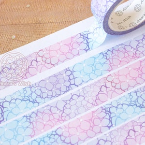 Taśma washi Hydrangea - 15 mm x 10 m - idealna do planerów, dzienników punktowanych, albumów, artykułów piśmiennych, dekoracyjnych