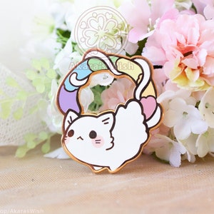 Ghost Kitten Enamel Pin - Rainbow ghosts Cute Kawaii Pastel - Rose Pink Lapel Cats