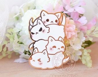 Ghost Kitten Enamel Pin - Pile of ghosts Cute Kawaii Pastel - Rose Pink Lapel Cats