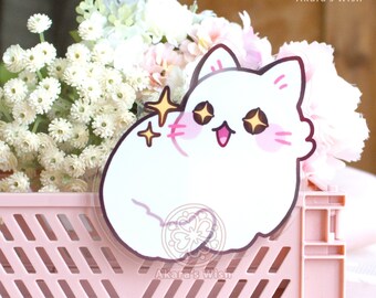 Ghost Kitten 3.5" Binder Clip Double sided Acrylic Big Kawaii Cat - Sparkle