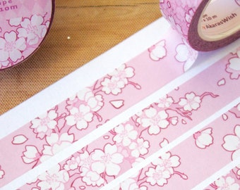 Washi Tape Pink Sakura Zweige 15 mm für Planer Bullet Journals Scrapbook Scrapbooking dekorativ Kirschblüte japanische Blume Deko