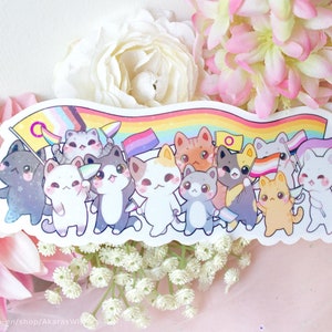 Pride-jumbosticker | Holografisch gestanst vinyl met ster Cat Pride Parade