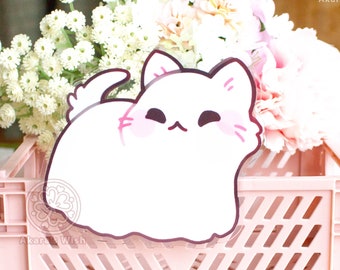 Ghost Kitten 3.5" Binder Clip Double sided Acrylic Big Kawaii Cat - Squish