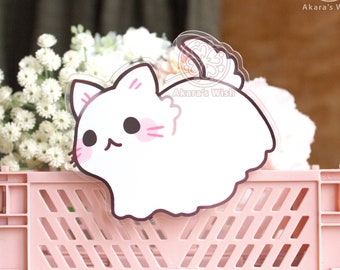 Ghost Kitten 3.5" Binder Clip Double sided Acrylic Big Kawaii Cat - Curious