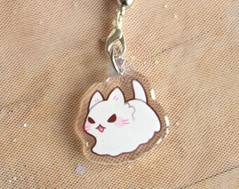 Ghost Kitten 1.2" Kawaii Glitter Epoxy Phone Charm - Angy Baby