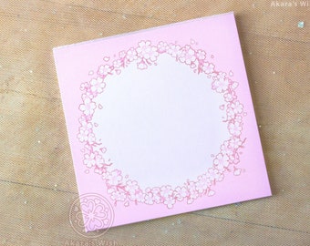 Pink sakura memo pad inspired by Japanese spring cherry blossoms perfect for taking cute notes