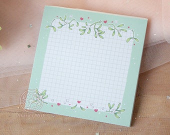 Green Mistletoe memo pad inspired by Christmas Holiday perfect for taking cute notes