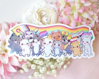 Pride Jumbo Sticker | star holographic die cut vinyl Cat Pride Parade