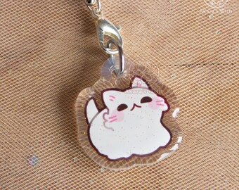 Ghost Kitten 1" Kawaii Glitter Epoxy Phone Charm - Sleepy Baby