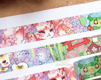 Ruban de masquage en Washi Yokai Japan - 20 mm x 10 m - parfait pour les agendas, les bullet journals, les albums de scrapbooking, la décoration stationnaire