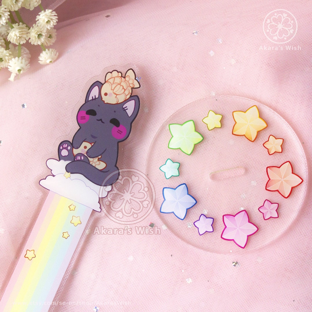 Washi Tape Stand Pastel Rainbow Kawaii Cat With Taiyaki Etsy