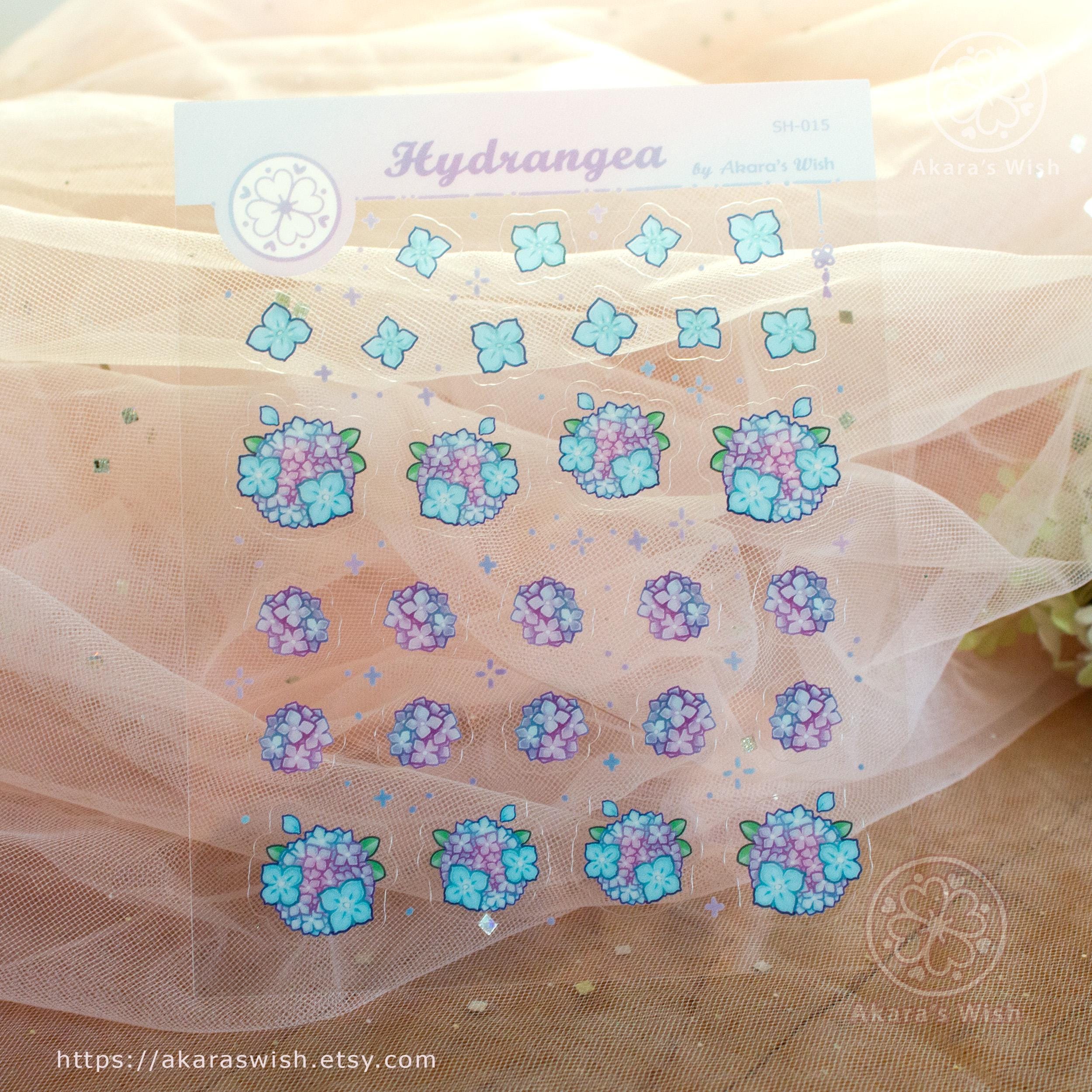 Hydrangea Sticker Hydrangea Sticker Sheet - Glossy and Transparent Stickers - Etsy