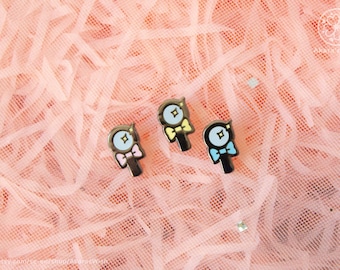 Enamel Pin - Mini Filler Pins - detective magnifying glass Cute Kawaii Pastel Rose Pink Blue Yellow Lapel Tiny