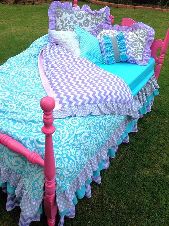 Items similar to Custom Bedding - Purple & Aqua Chevron on ...