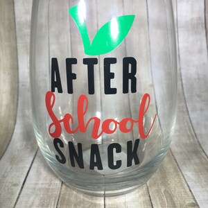 After School Snack Teacher Stemless Wine Glass