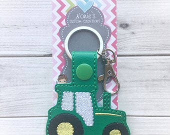 Green Tractor Keychain - Farmer Keychain - Farm Keychain - Farmer Key Chain - Tractor Keychain