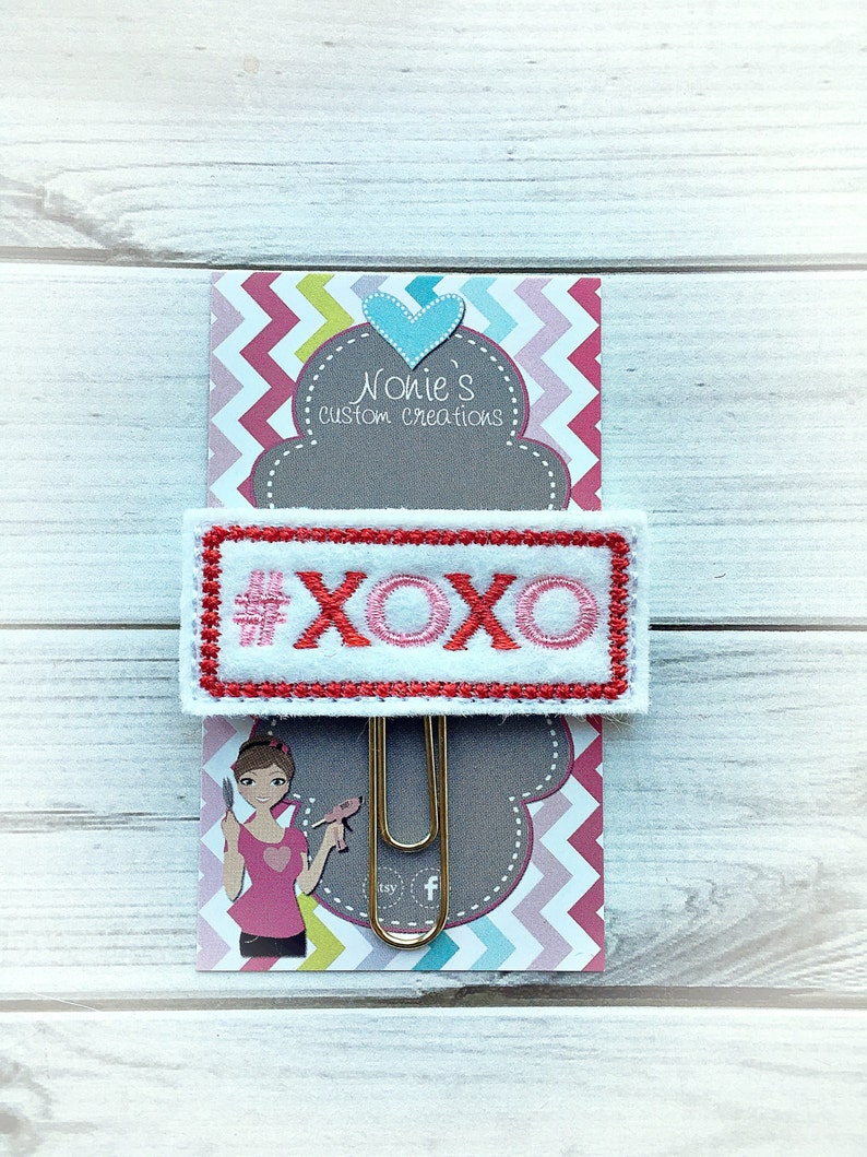 XOXO Paper Clip Valentine Paper Clip Planner Paperclip Planner Accessories Valentine Feltie XOXO Paperclip XOXO Feltie image 1